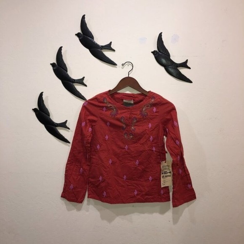NEW!  Da-nang Long Sleeve Embroidered Cotton Top - Size  Large